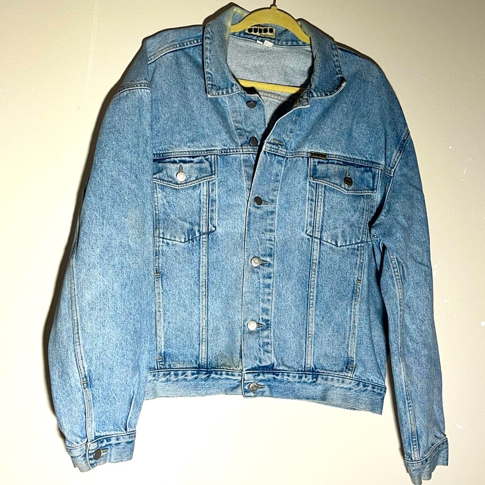 Vintage Guess Light wash Distressed Denim Jacket Trucker AST807 XL